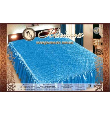 Покрывало Марианна "№3 синее" с оборкой, шелк
