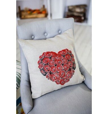 Декоративная подушка 45х45 см. "Цветущее сердце"